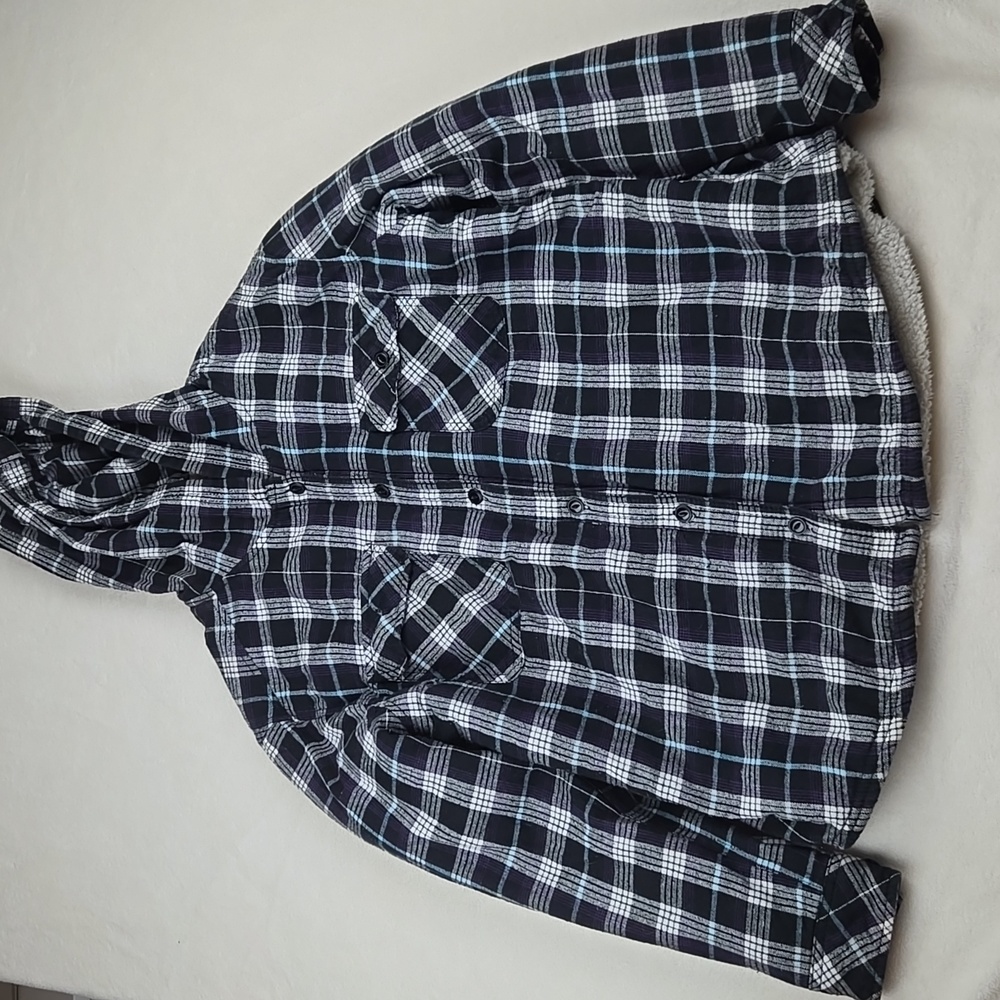 Boston Traders Women's Sherpa Lined Quilted Flannel Hoodie Size L